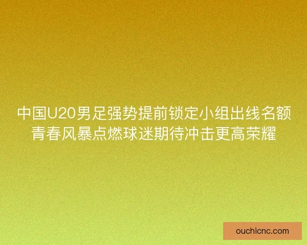 中国U20男足强势提前锁定小组出线名额青春风暴点燃球迷期待冲击更高荣耀 中国U20男足强势提前锁定小组出线名额青春风暴点燃球迷期待冲击更高荣耀